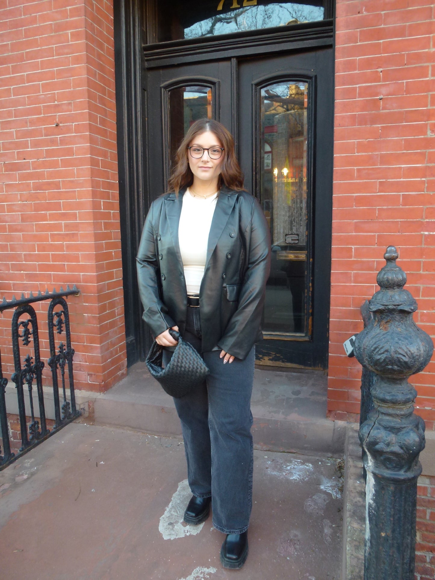 Violet Vegan Leather Blazer