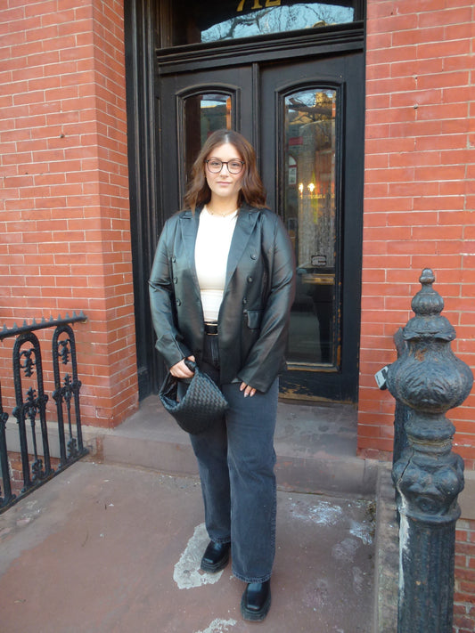 Violet Vegan Leather Blazer